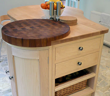 Maple Island with Iroko chopping block